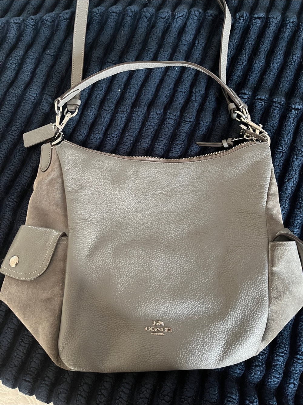 Coach pennie handbag Gray Leather & Suede Shoulder Hobo Bag